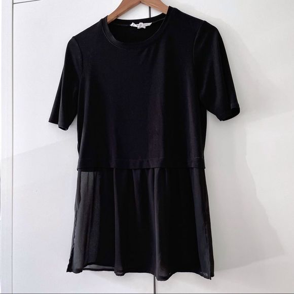 BCBGeneration Boxy Two-Fer Black Top Small - Picture 4 of 6